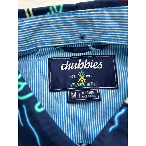 Chubbies The One Man Wolf Pack Friday Shirt Tropical Button Down Blue M NEW - Picture 7 of 9
